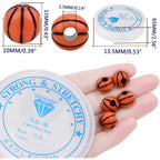 120pcs Basketball Spacer Beads Acrylic Sport Ball Loose Beads with A Roll of Crystal Wire Craft Accessories for DIY Friendship Bracelet Handmade Decoration Supplies