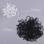 100pcs Black Plastic Earring Hooks French Earwire Fish Hooks with Loop and 100pcs Clear Earring Safety Backs for Women DIY Earrings Jewelry Making