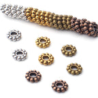 200pcs 4 Colors 6mm Flower Spacer Beads Tibetan Alloy Daisy Spacers Snowflake Loose Beads Jewelry Spacer Charms for DIY Bracelet Jewelry Crafts Making