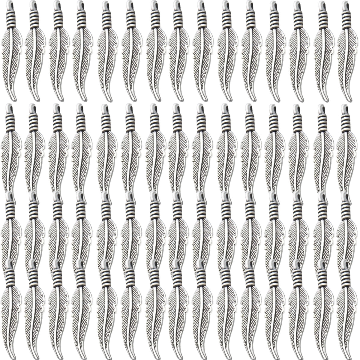 60pcs Craft Supplies Feather Charms Pendants Tibetan Alloy Leaf Charms for DIY Earring Necklace Jewelry Making Accessory,6 Colors