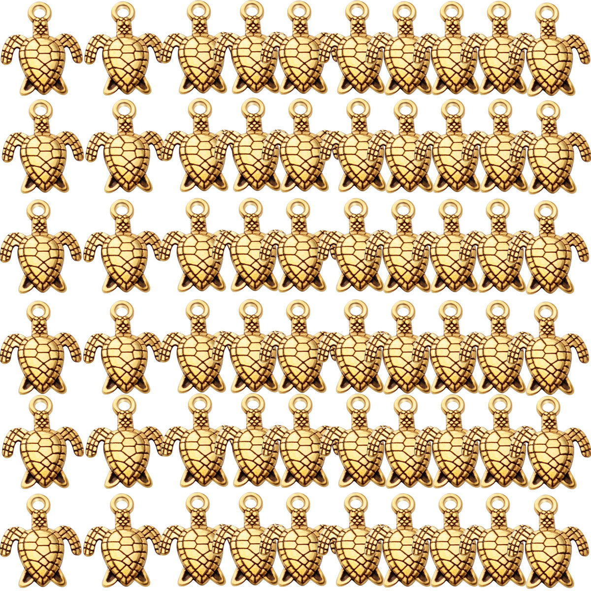 60pcs Sea Turtle Charms Alloy Tortoise Charm Pendant for DIY Necklace Bracelet Jewelry Crafts Making Accessories,5 Colors