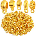 100 Gram Bright Golden Bail Tube Beads Mixed Alloy Bail Beads Connectors Rondelle Spacer Bead Hanger Links for DIY European Bracelet Pendant Jewelry Making, 5 Styles