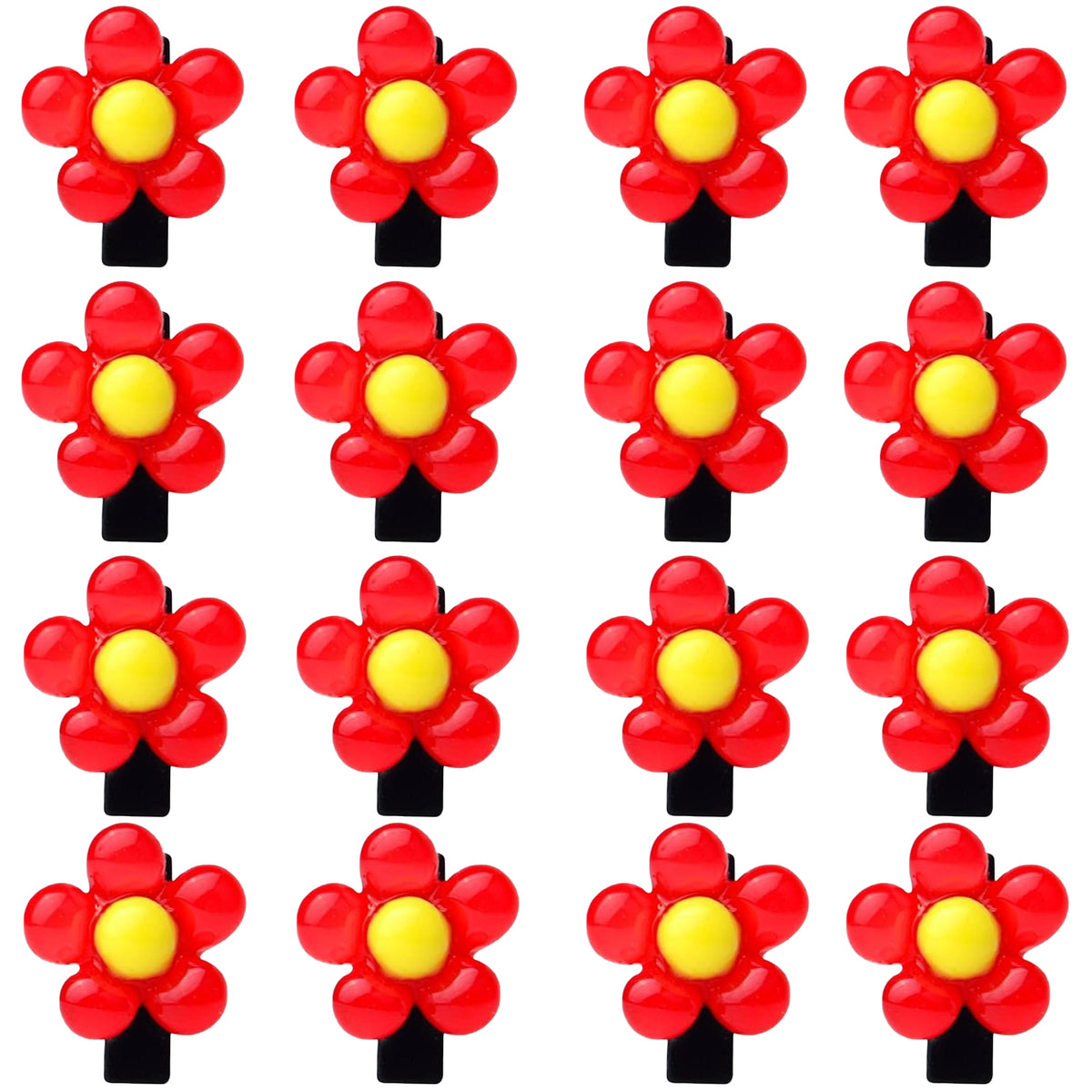 16 Pieces Mixed Colors Mini Flower Hair Clips Acrylic Lovely Hairclips Metal Alligator Hairpins Flower Hair Barrettes Hair Accessories for Women Ladies Decoration