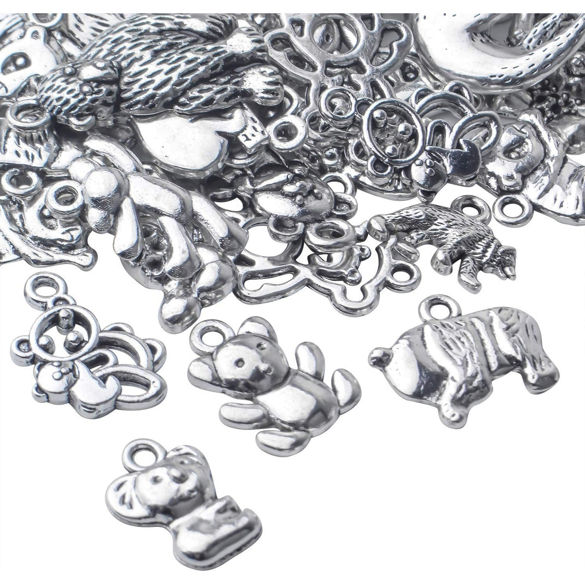100g Antique Silver Bear Charms Alloy Animal Charms Teddy Bear Charm Pendants for DIY Bracelet Necklace Jewelry Findings Making Accessories