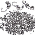 Calottes End Crimps,200Pcs Stainless Steel Fold-Over Bead Tips Clamshell Crimp Bead Tips Knot Covers for Knots,Cord Ends,Crimps Jewelry Making
