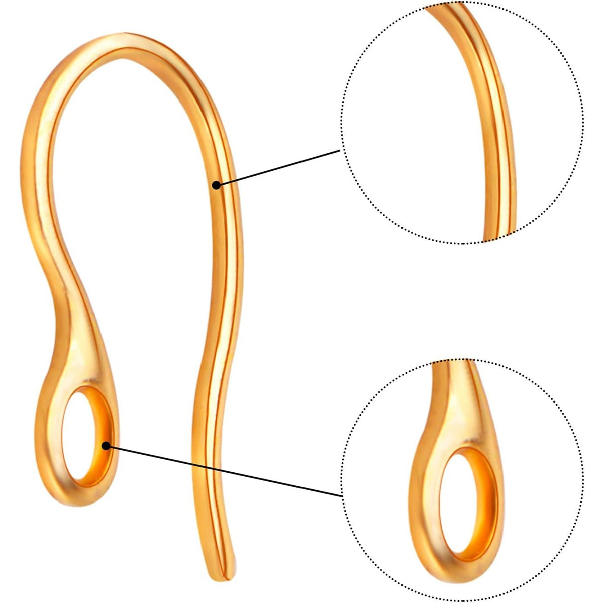Stainless Steel Earring Hooks, 50pcs Ear Wire With Loop Hole French Hooks, Surgical Connectors for DIY Jewelry Making Handmade Decoration, 2 Colors