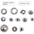 100g (About 130-180pcs) Antique Silver Round Small Beads Jewelry Bead Charm Spacers for Jewelry Making Bracelets Necklace