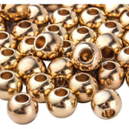 100pcs Gold Round Spacers Beads Brass Bead Spacers Ball Beads Smooth Beads Loose Spacer Beads Rondelle Beads for DIY Bracelet Necklace Jewelry Making and Crafting