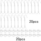 20pcs Stainless Steel French Earring Hooks Hypoallergenic Ear Wire Hooks with Chains Pinch Clasps and 20pcs Silicone Earring Backs for DIY Jewelry Making Supplies