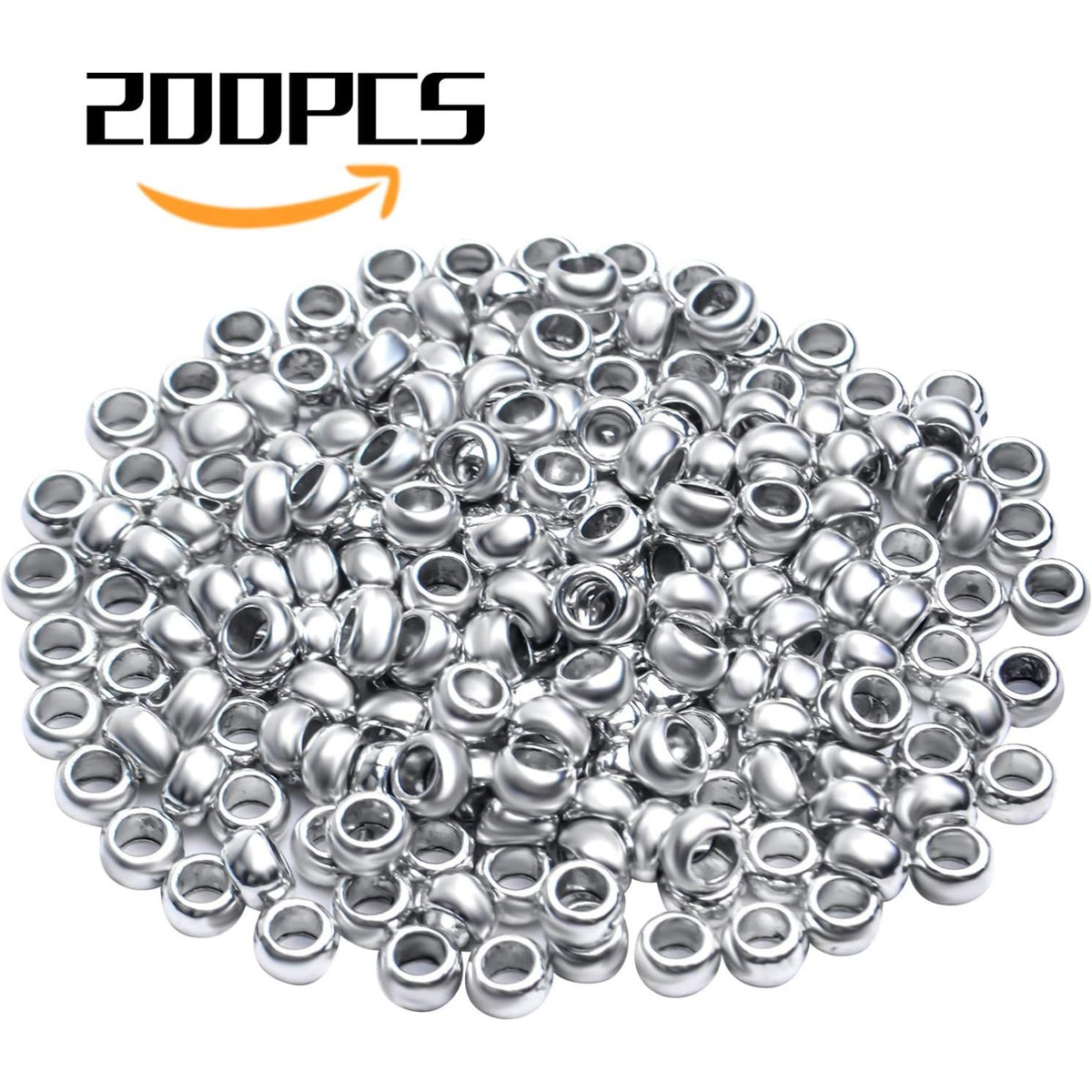 Tibetan Spacer Beads, 200pcs Antique Silver Spacer Beads Alloy Rondelle Spacers Tiny Smooth Loose Beads for Bracelet Necklace Jewelry Making, 3 x 5 mm, Hole: 3 mm
