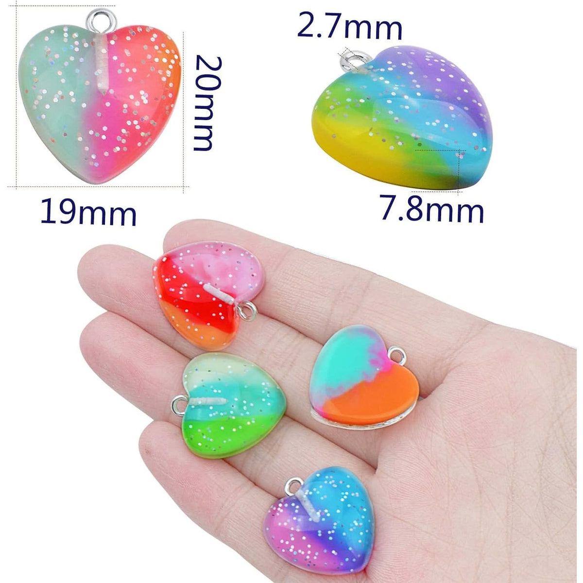 24pcs Resin Heart Shape Charms Cute Simulation Gradient Color Peach Heart Dangle Pendants for DIY Necklace Bracelet Jewelry Making Crafts Decoration, 6 Colors