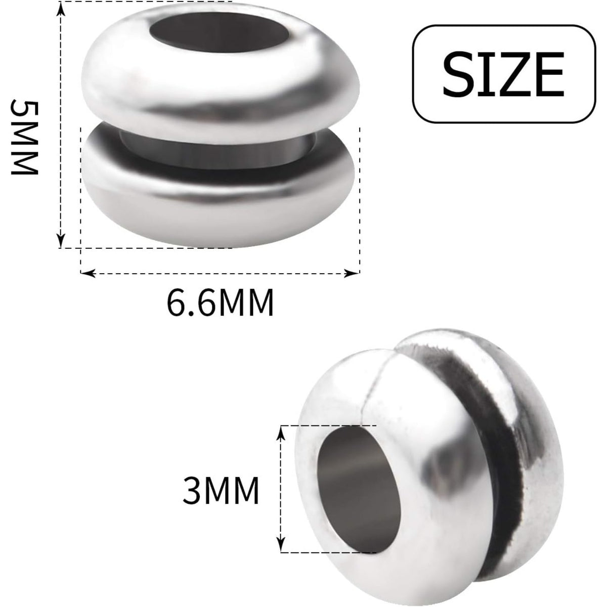 100pcs Antique Silver Spacers Beads Alloy Round Bead Spacers Loose Beads Large Hole Spacer Beads Charms for Bracelet Necklace DIY Jewelry Making