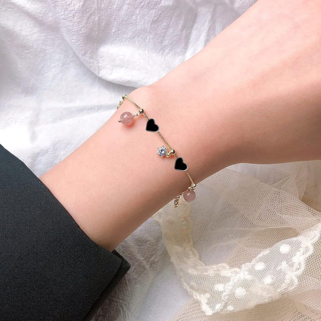 100pcs Cute Heart Shape Spacer Beads Alloy Heart Loose Charm Beads Handmade Accessories for DIY Necklace Earrings Jewelry Making Valentine's Day Gift, Gun Black