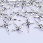 50pcs Antique Silver Jesus Cross Charms Alloy Religious Cross Crucifix Pendants Crucify Dangle Charms for DIY Necklace Bracelet Keychains Jewelry Making Crafting