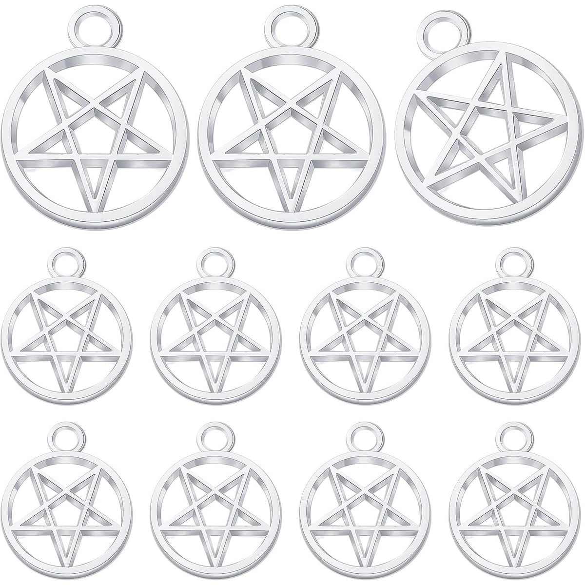 50pcs Silver Pentacle Star Charms Alloy Star Pentagram Pendants Protection Lucky Pentacle Charms Jewelry Making Accessory for DIY Crafts Necklaces Bracelets Earrings