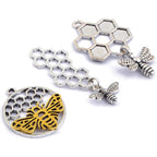 18pcs 3 Styles 3D Honey Comb Bee Charms Antique Silver Alloy Honeybee Honeycomb Pendants Hollow Flying Animal Dangle Charm Embellishments for DIY Bracelet Necklace Jewelry Making