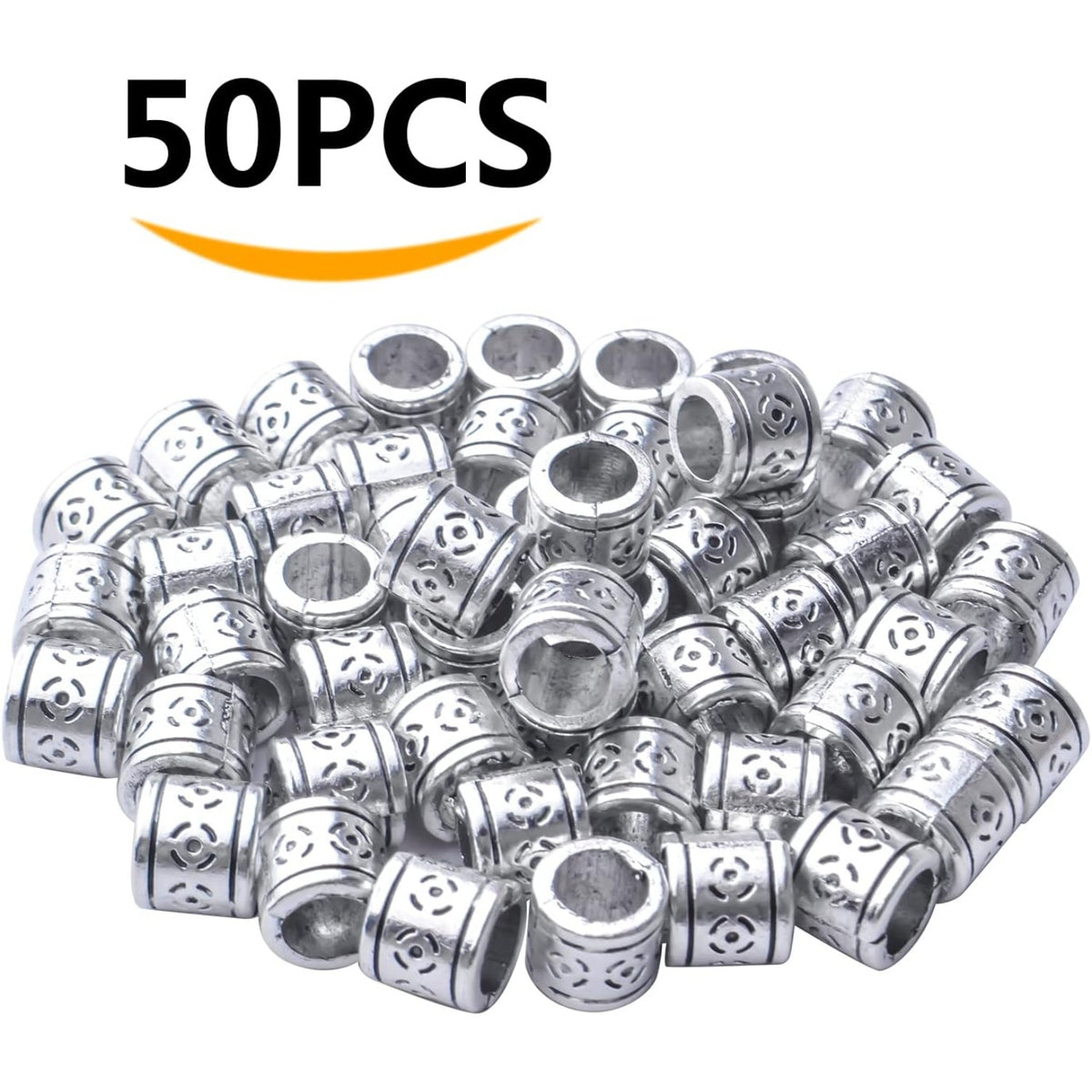 50pcs Antique Silver Alloy Rondelle Spacer Beads, 8.5mm x 8mm (Hole: 5.7mm), Loose Beads for DIY Jewelry Making