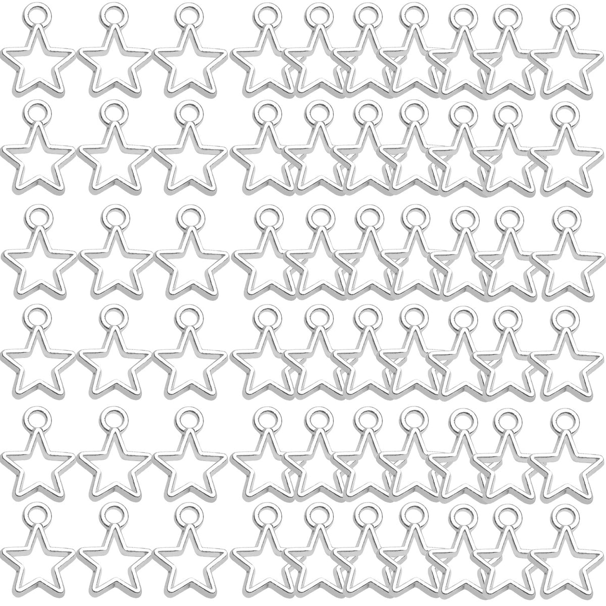 60pcs Mini Star Shaped Charms European Style Charm Hollow Star Charm Jewelry Charms Pendants for DIY Necklaces Bracelets Jewelry Accessories, 6 colors
