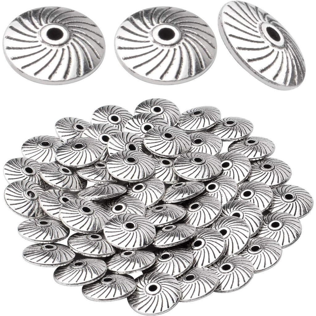 50pcs Antique Silver Gear Spacer Bead Alloy Tibetan European Spacers Round Beads Jewelry Bead Charms with A Box for DIY Bracelets Jewelry Making,11.5×3.5×2mm