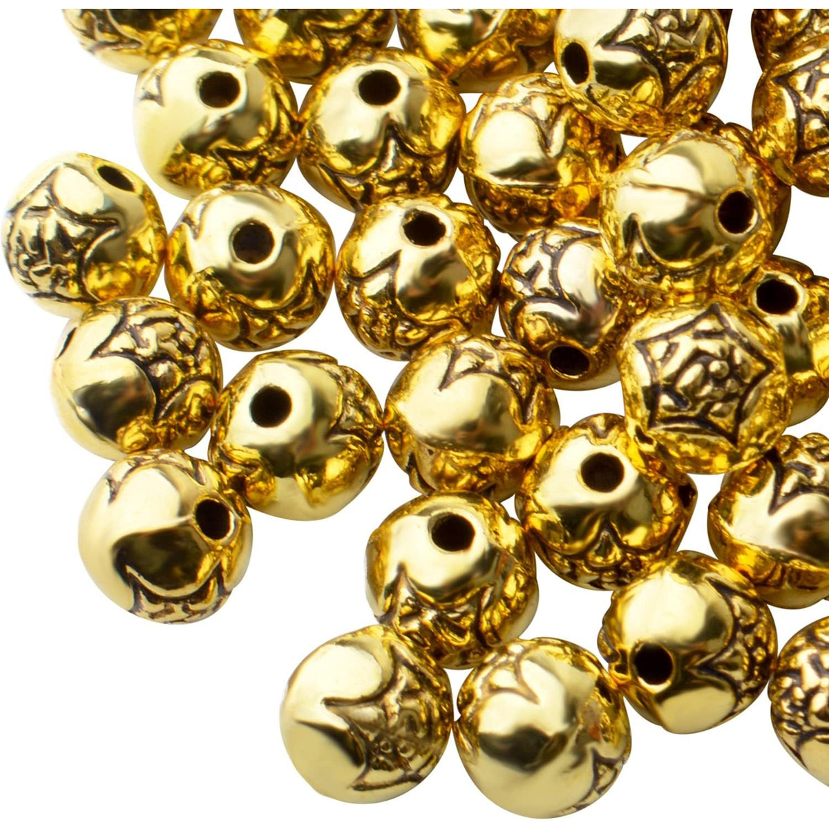 100pcs Antique Gold Round Ball Spacer Beads Alloy Tibetan Spacers Loose Beads Jewelry Round Beads for DIY Necklace Bracelet Crafts Making Supplies