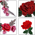 10 Pieces 5 Pairs Embroidered Patches Rose Flower Sew on Patch Applique for DIY Clothing, Jeans,Sewing