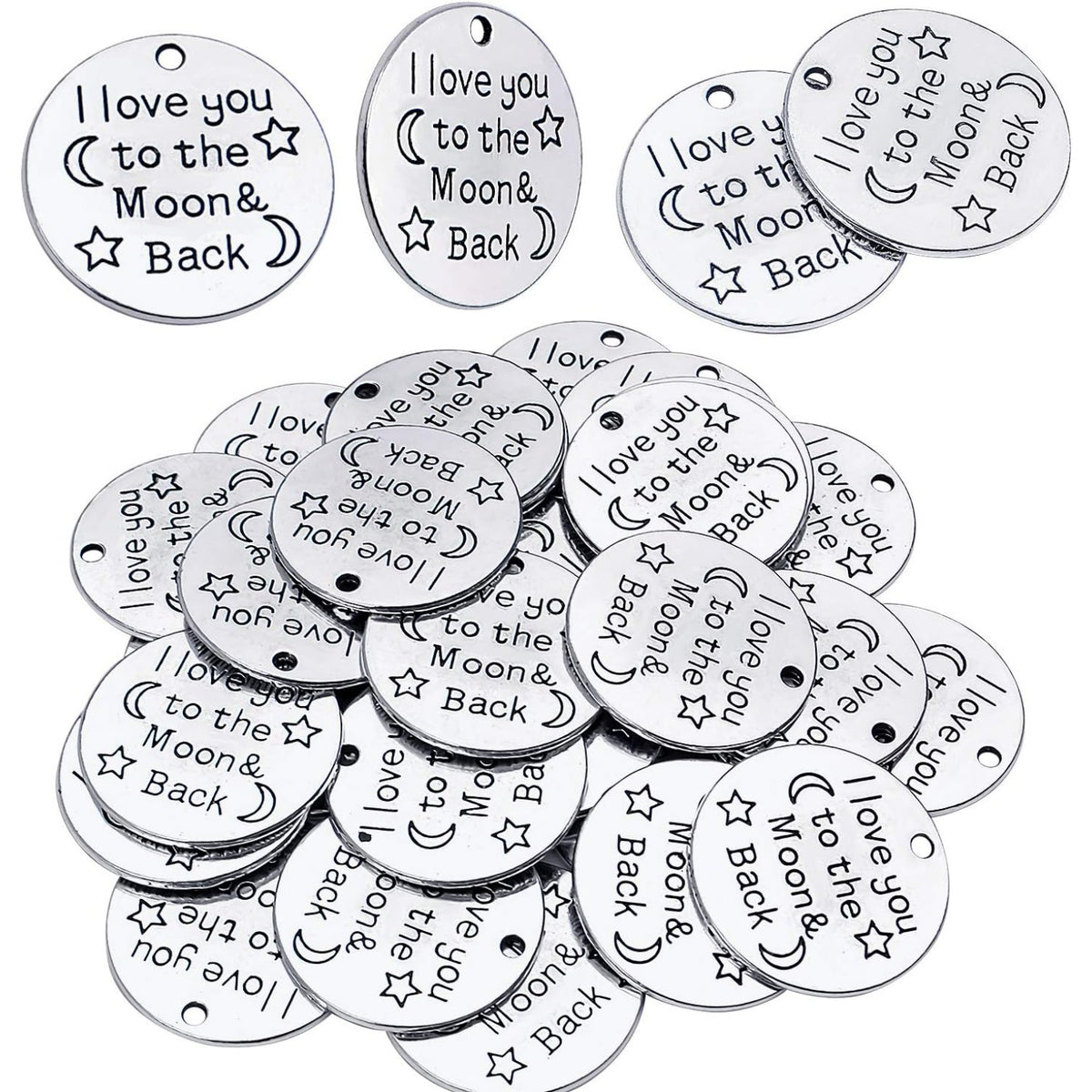 Inspiration Words Charms, 30 Pieces Lettering Saying Charms Messages Pendants Beads Jewelry Making Findings for DIY Necklace Bracelet - 24.5mm