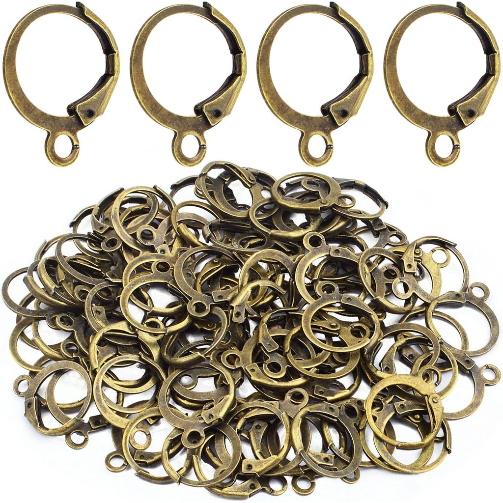 Hypoallergenic Earring Hooks, 120 Pieces Brass Lever Back Earring Round French Hook Ear Wire with Open Loop for Earring Designs Jewelry Making - 4 Colors