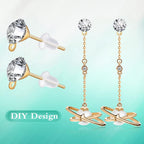 100 Pieces 6 mm 2 Colors Rhinestone Earring Studs Metal Earring Posts with Loop and 100 Pieces Clear Bullet Earring Backs for DIY Dangle Jewelry Making Supplies