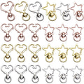 Lobster Claw Clasps, 24pcs Metal Swivel Claw Clasps Star and Heart Shape Snap Hook with Key Rings Swivel Lanyard Clips for Bag Keychain DIY Crafts, Golden, Silver, Rose Golden, 34x24mm