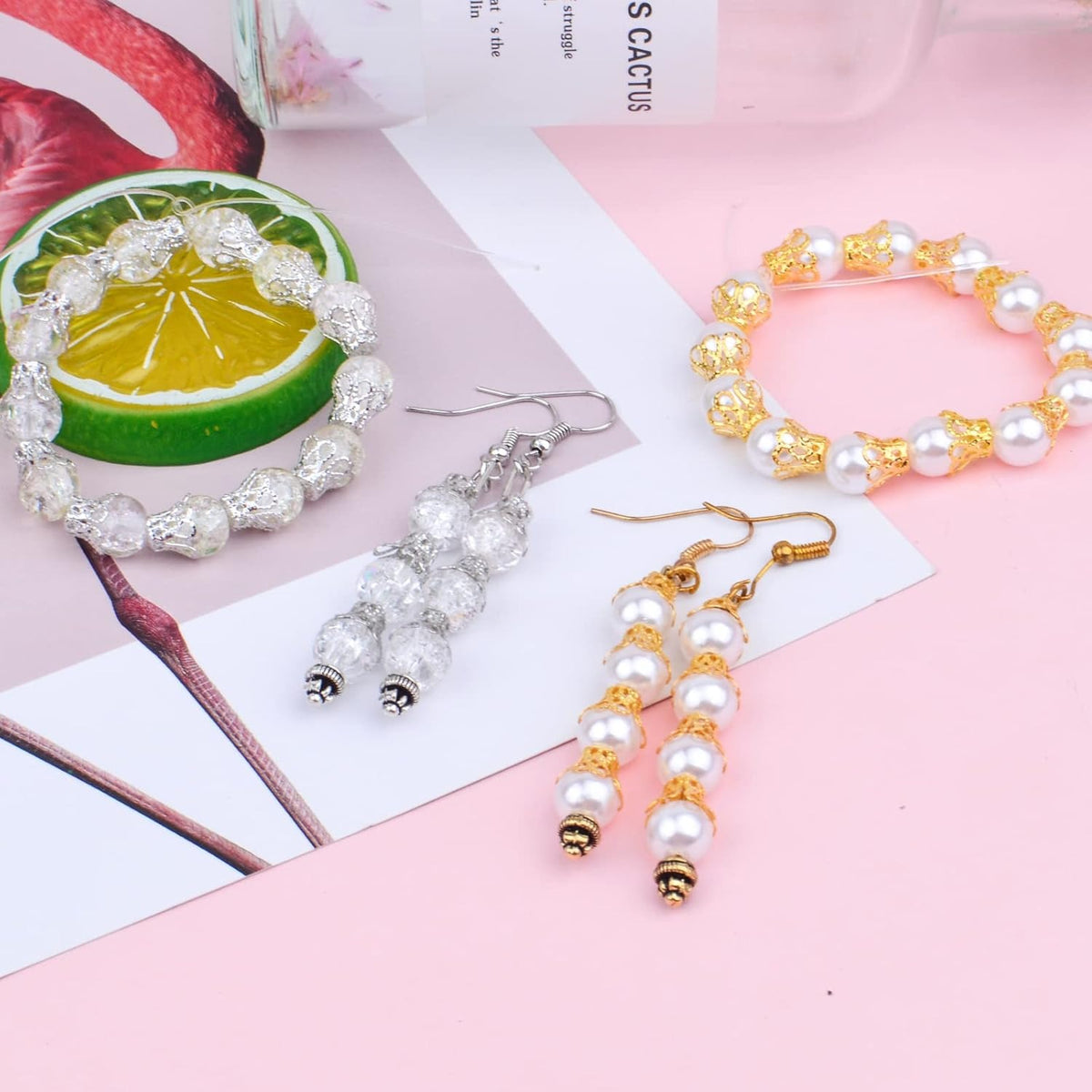 600pcs 3 Sizes Flower Bead Caps, 2 Colors, Elegant DIY Jewelry Making, Female Birthday Occasion