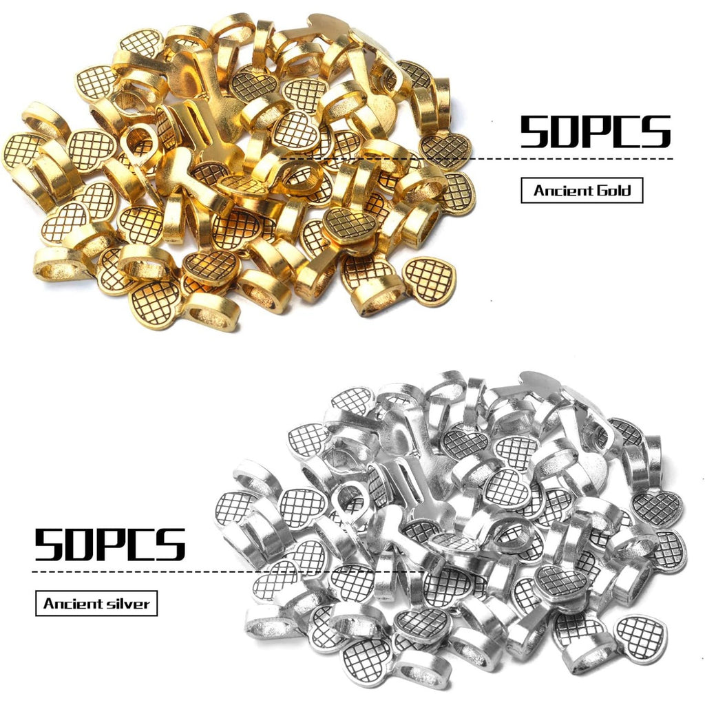 100pcs Alloy Heart Bails Pendants Glue on Heart Shape Bails Jewelry Bails Earring Charms Pendants for DIY Earrings Glass Tiles Jewelry Making Crafting, 19×9×8.5mm