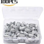 100pcs Antique Silver Oval Rice Shape Bead Spacers Tibetan Beads Jewelry Beads Spacer Bead Charms with A Box for DIY Bracelet Necklace Jewelry Making