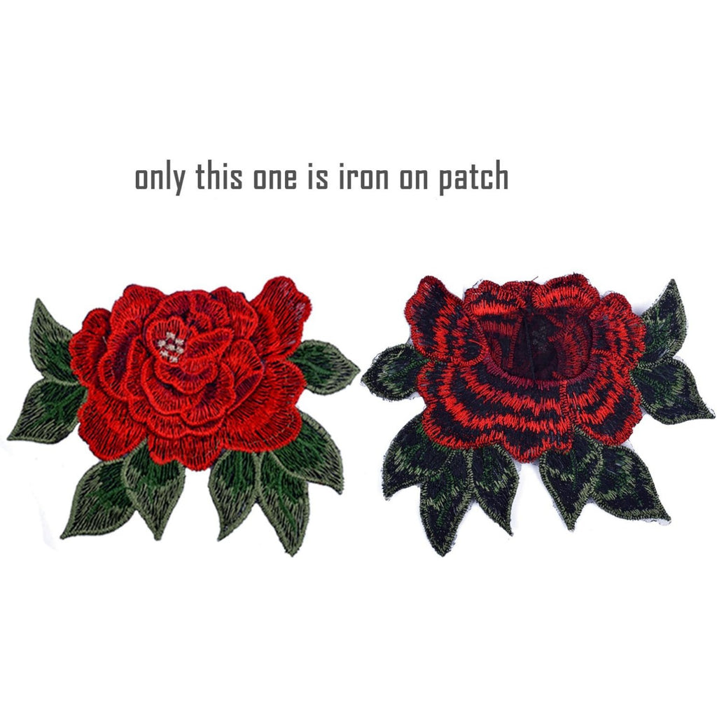 10 Pieces 5 Pairs Embroidered Patches Rose Flower Sew on Patch Applique for DIY Clothing, Jeans,Sewing