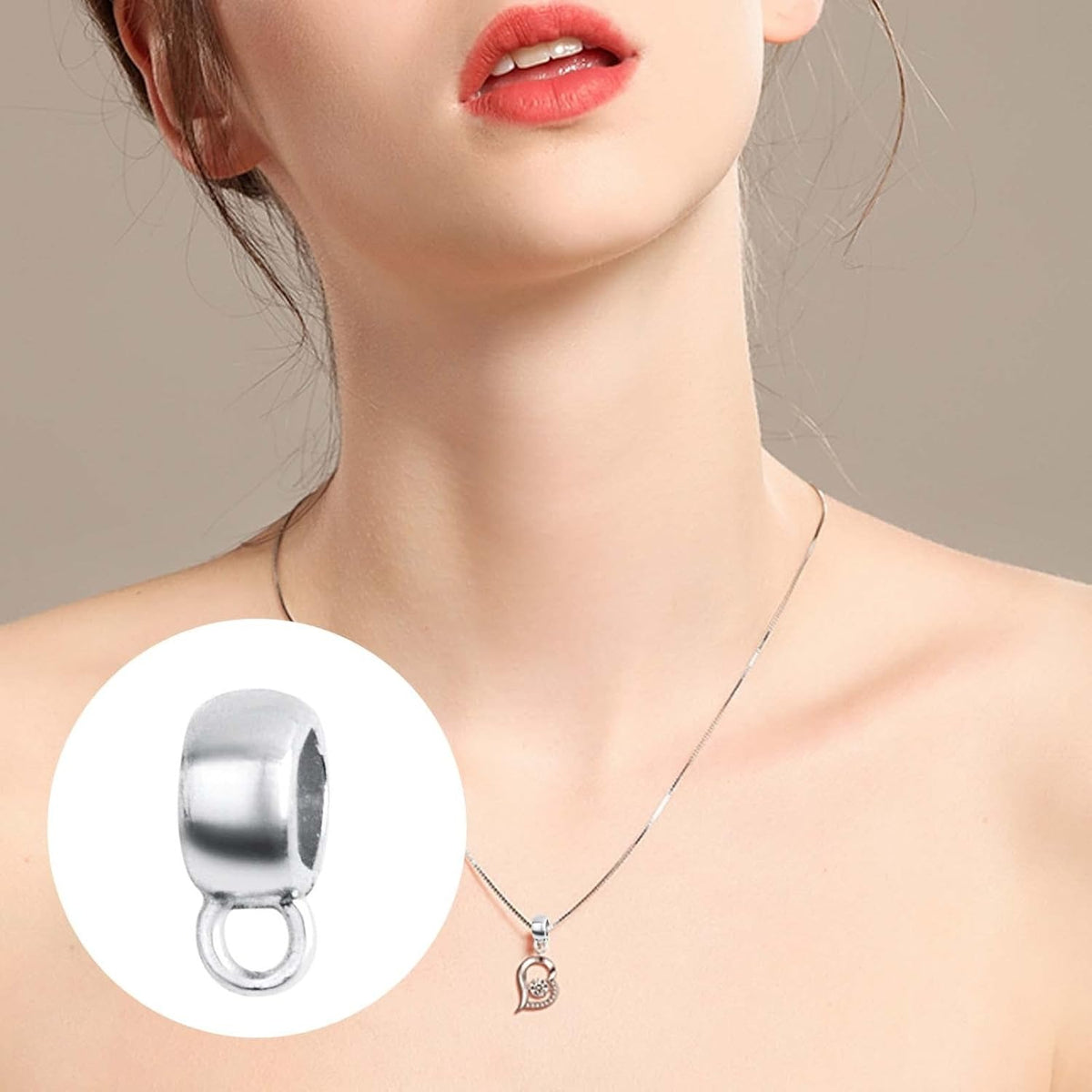 100 Gram 4 Styles Bail Tube Beads Alloy Bail Beads Connectors Spacer Bead Hanger Links Charms for DIY European Bracelet Jewelry Making Supplies, Bright Silver
