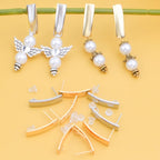 20pcs 2 Colors Stainless Steel Earring Posts with Loop Hypoallergenic Rectangle Stud Earrings Findings and 20pcs Clear Bullet Earring Backs for DIY Jewelry Making