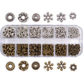 Tibetan Spacer Beads, 300 Pieces Alloy Beads Jewelry Findings for Bracelet Necklace Jewelry Making, 6 Styles, Antique Silver and Bronze