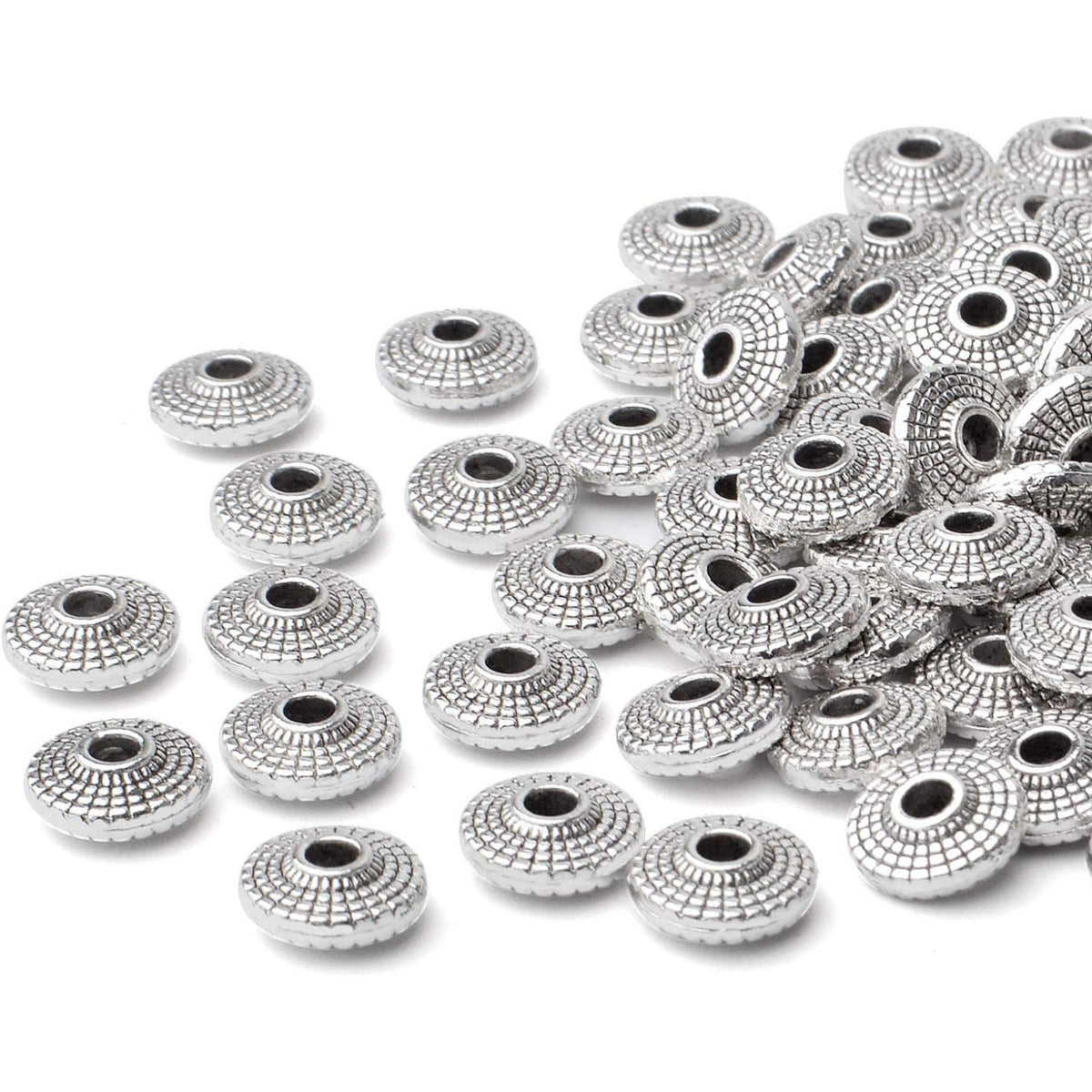 100pcs Tibetan Antique Silver Spacer Bead Metal Beads Spacers Jewelry Spacer Charms with A Box Jewelry Findings Accessories for Bracelet Necklace Jewelry Making