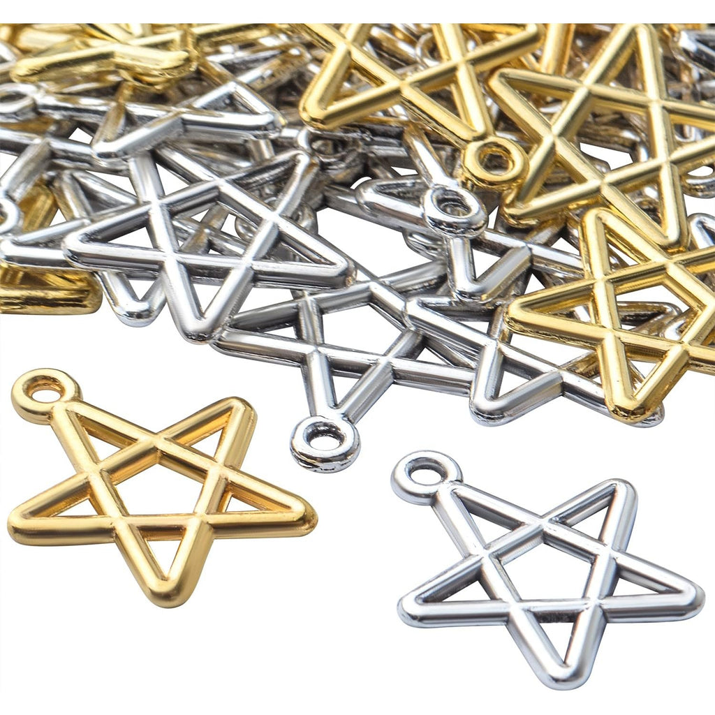 100pcs Star Pentagram Charms Pendant Alloy Pentacle Charm Celestial Charms for DIY Bracelets Necklace Jewelry Making Craft Supplies