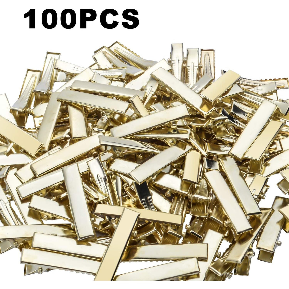 BronaGrand Flat Alligator Clips, 100pcs 3.2cm DIY Single Prong Metal Hair Clips Duckbill Hair Clips Blank Hair Slides for Crafts and Other Hair Accessories