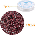 120pcs Large Hole Rugby Spacer Beads Acrylic Football Sports Craft Beads with A Roll of Elastic Crystal String for DIY Friendship Bracelet Necklace Jewelry Making