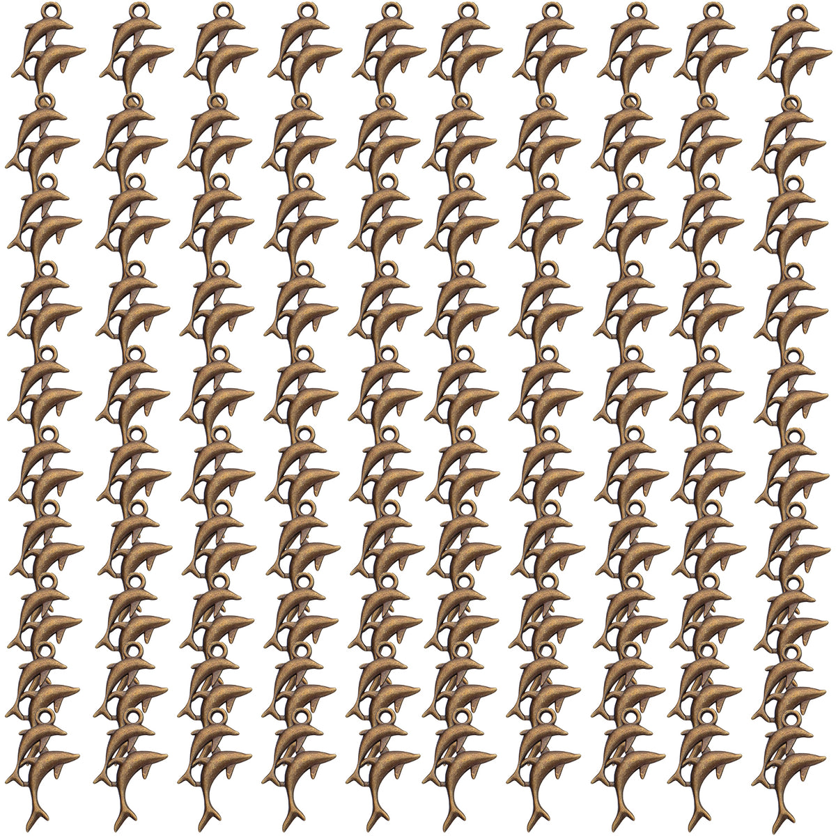 100pcs 4 Colors Dolphin Charms Pendants Fish Charms Vintage Animal Pendant Charm for DIY Necklace Bracelet Jewelry Making Accessories