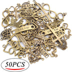 Words Connector Charms, 50 Pieces Mixed Word Letter Connector Pendant Infinity Symbol Link Charms for DIY Necklace Bracelet Jewelry Making - Antique Bronze
