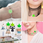 6pcs 2 Colors Maple Leaf Silicone Beads and 6pcs 2 Colors Four Leaf Clover Silicone Focal Beads Cartoon Plant Loose Beads Bulk for Pen Keychain Lanyards Necklace Bracelet Handicrafts