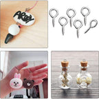 Small Eye Hooks,100pcs 13x7mm Mini Eye Pins Eye Screw Hooks Metal Eyelets Screw Eye Lags for Resin Jewelry Bead Plastic Wood