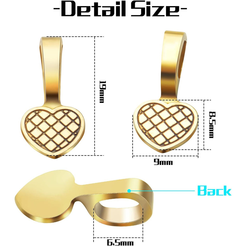 100pcs Alloy Heart Bails Pendants Glue on Heart Shape Bails Jewelry Bails Earring Charms Pendants for DIY Earrings Glass Tiles Jewelry Making Crafting, 19×9×8.5mm