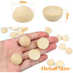 50 Pieces Half Wooden Balls Unfinished Split Wood Balls Half Round Wooden Beads Natural Mini Hemisphere for DIY Arts Craft Christmas Decoration Ornaments(20mm)