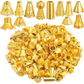 100 Gram (About 110-150pcs) Mixed Flower Spacer Bead Caps Alloy Cone Bead Caps Jewelry Findings Accessories for DIY Bracelet Necklace Tassel Crafts Decor, Bright Golden