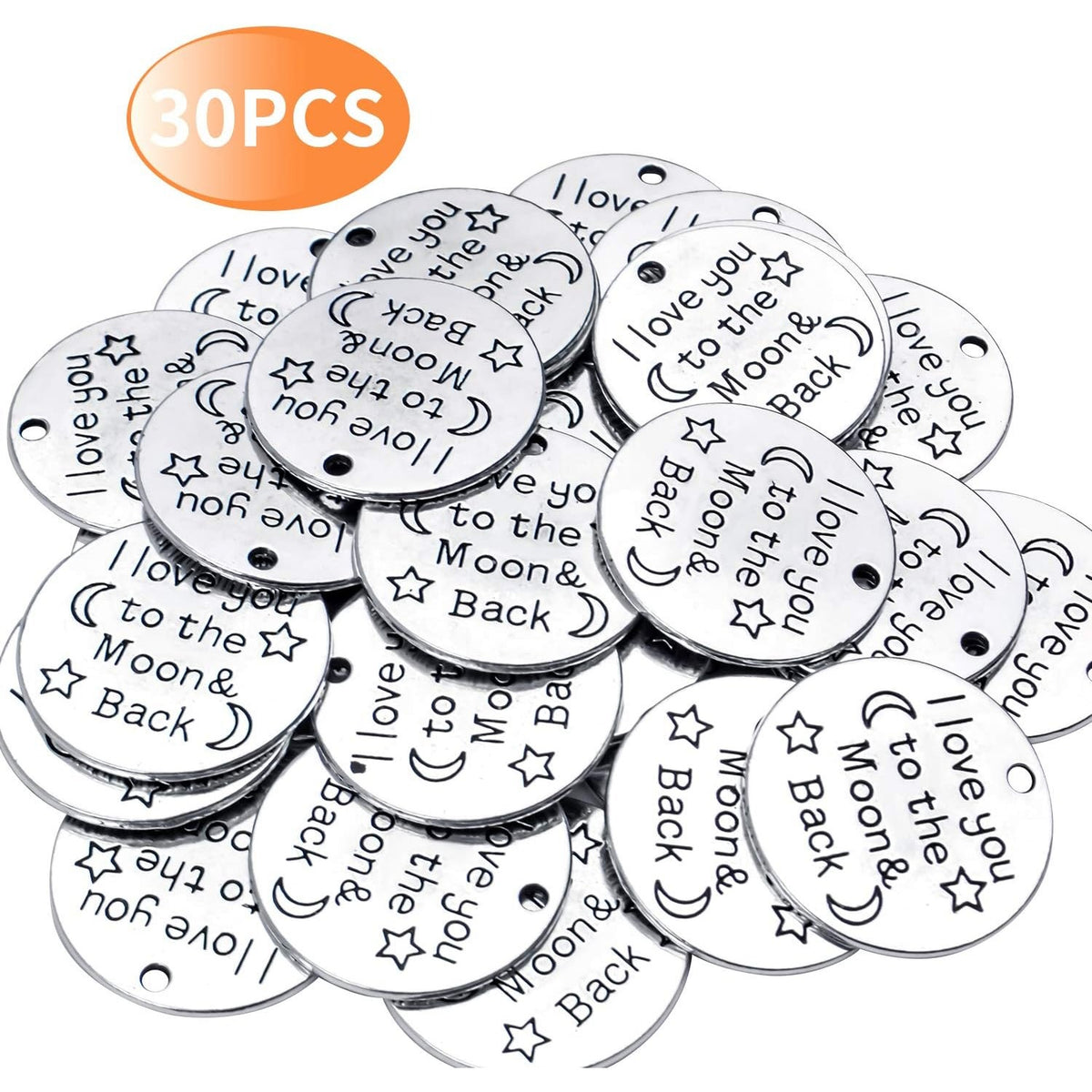 Inspiration Words Charms, 30 Pieces Lettering Saying Charms Messages Pendants Beads Jewelry Making Findings for DIY Necklace Bracelet - 24.5mm