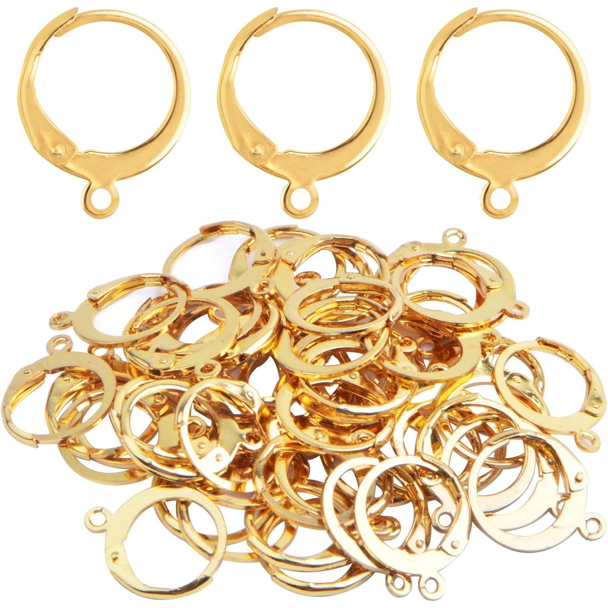 50 Pieces 316 Stainless Steel Leverback Earring Hooks Round French Lever Back Earwires Hooks with Loop for DIY Dangle Earrings Making Findings, Golden