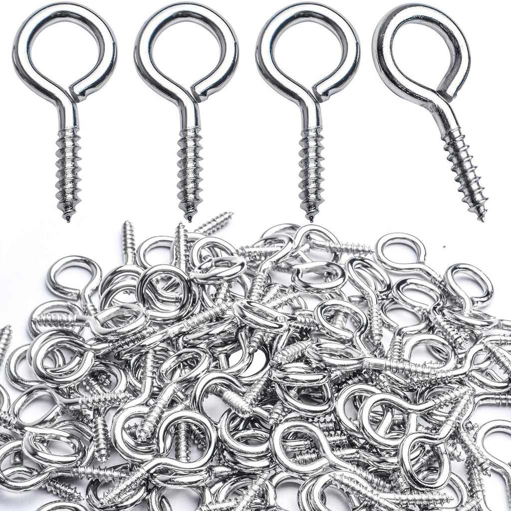 Eye Hooks Screw-in,100pcs Metal Eyes Hooks Eyelets Screw Threaded Self Tapping Eyelet Hooks 27x13mm for Resin Crafts Projects Outdoor Indoor Hanging